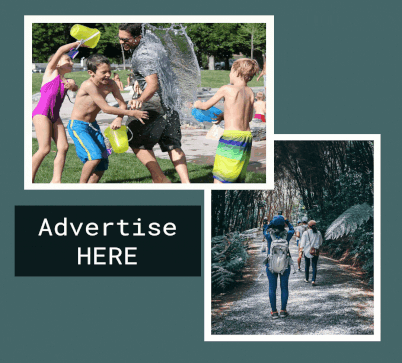 image of kids playing with water and walking in the rain with a link to advertise on Madison County Kids.