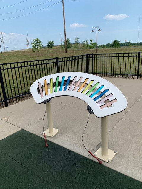 Colorful Xylophone at Rinderer Playground in Highland IL. Parks in Highland IL